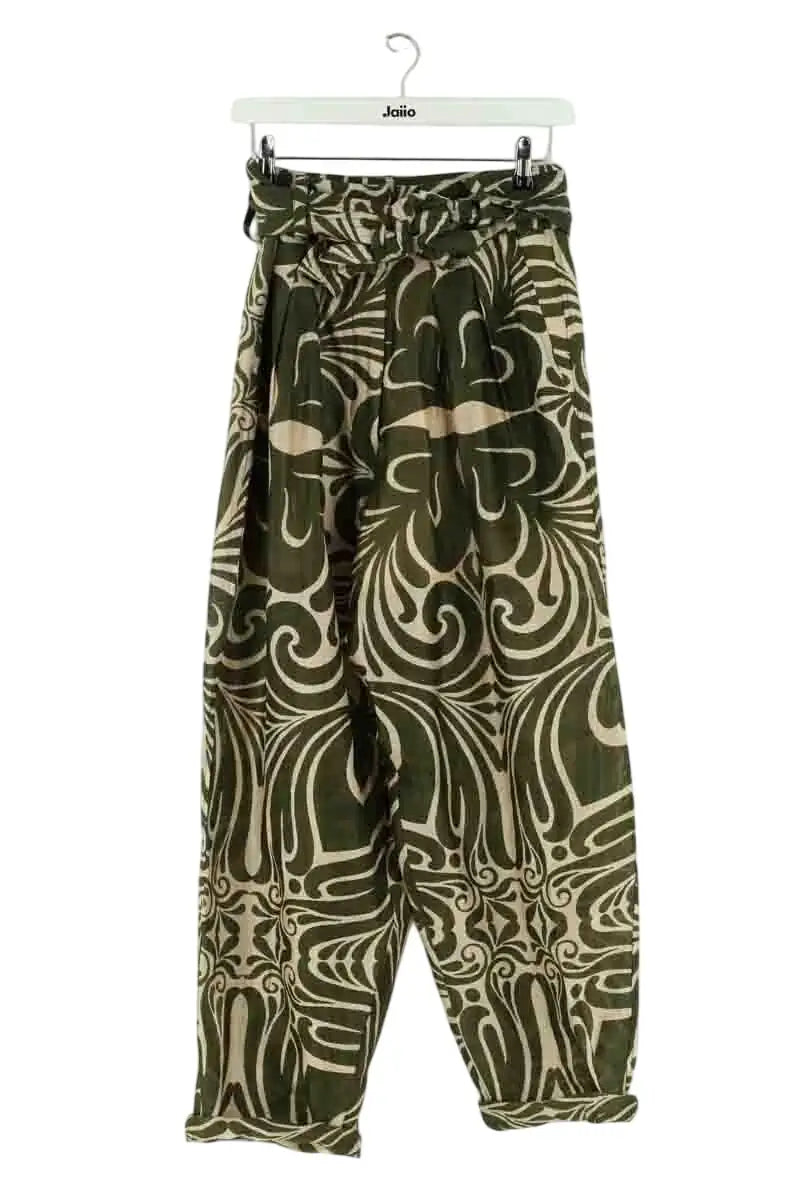 Pantalon Carot Laurence Bras Vert en Lin, taille S - Seconde Main