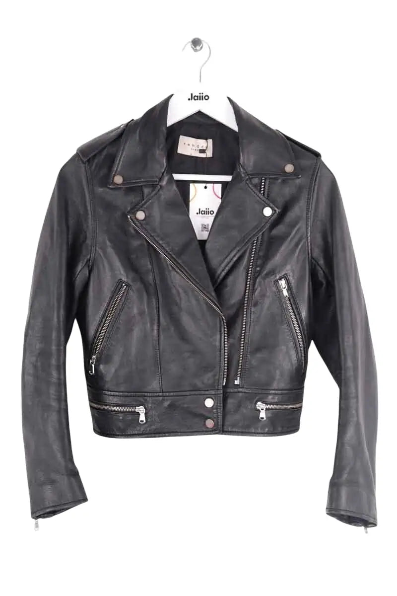 Veste Sandro Noir en Cuir, taille S - Seconde Main