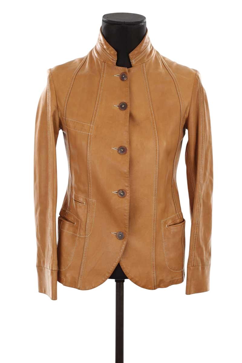 Veste en cuir Jil Sander Marron