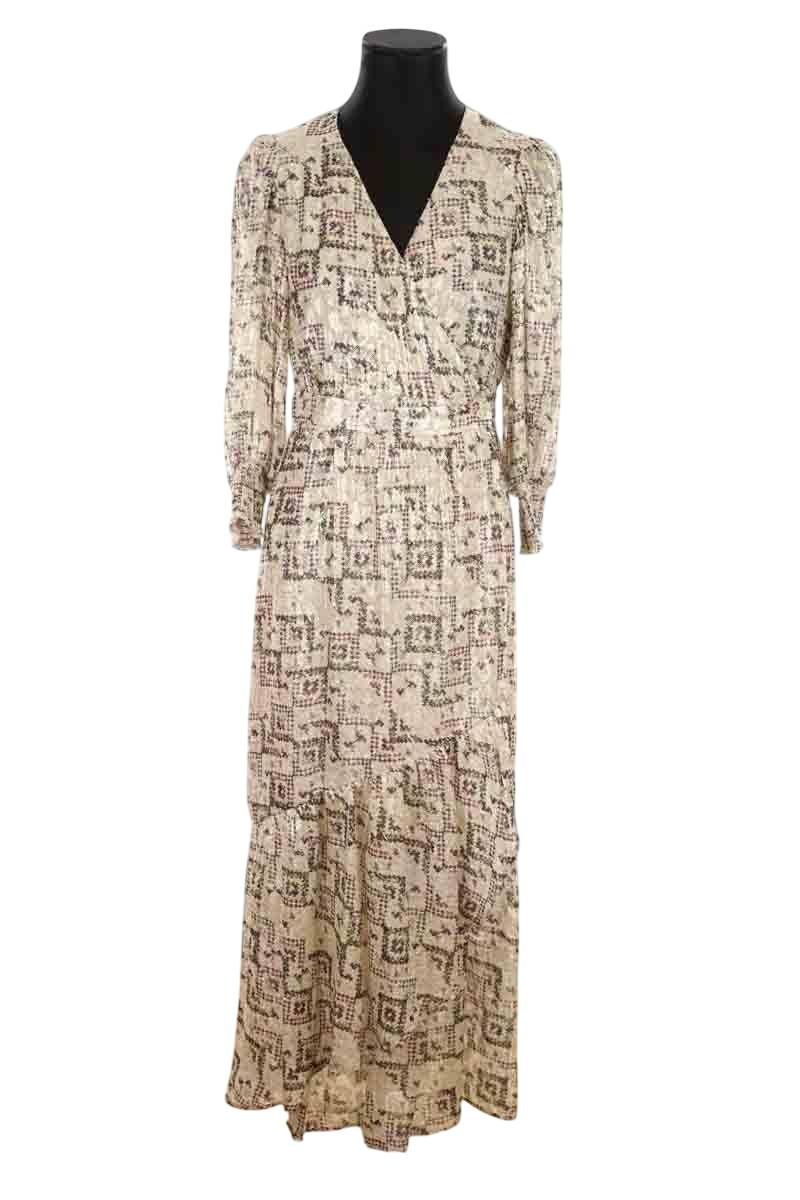 Robe En Soie 100% Naturelle Gérard Darel - Taille 40 - Imprimé Animal - Style Trapèze Sans Manches