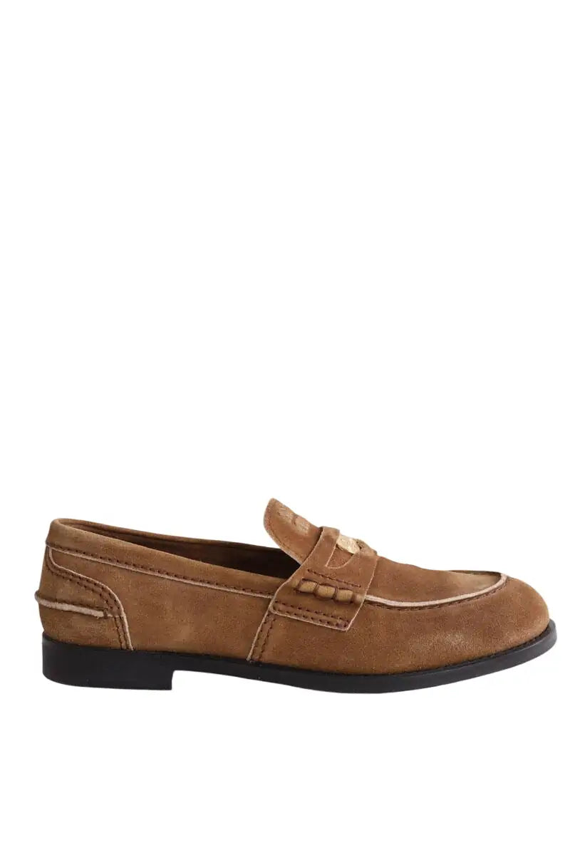 Mocassins Miu Miu Camel en Daim, taille 38 - Seconde Main