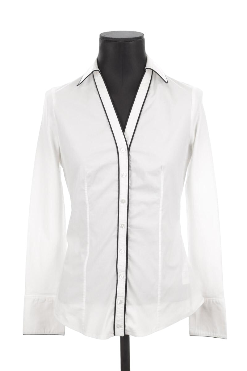 Chemisier ANNE FONTAINE - Taille 36 (S) - Blanc à Volants - Occasion Très Bon état