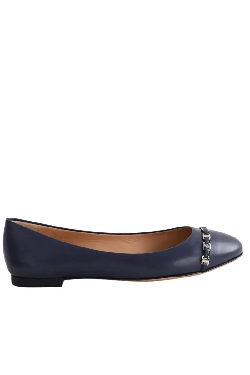 Ballerines Salvatore Ferragamo Marine en Cuir, taille 38 - Seconde Main