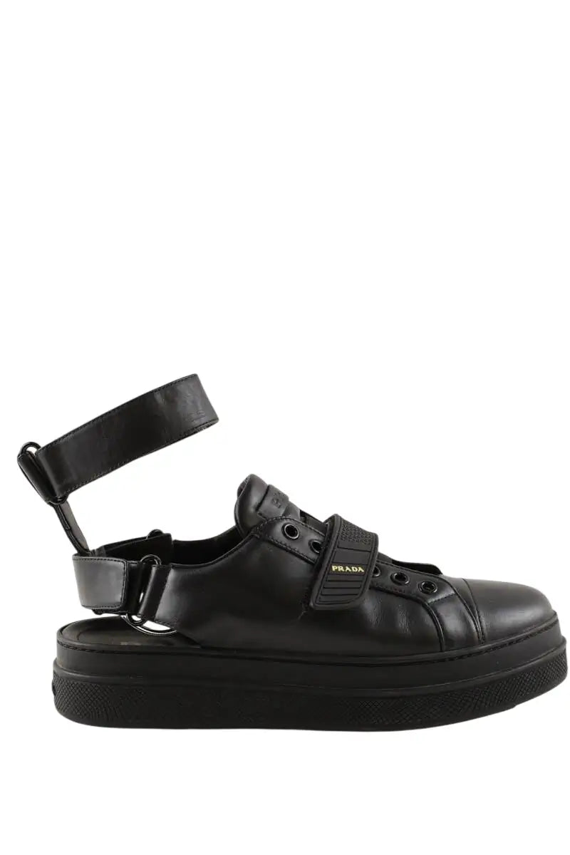 Baskets Prada Noir en Cuir, taille 38 - Seconde Main