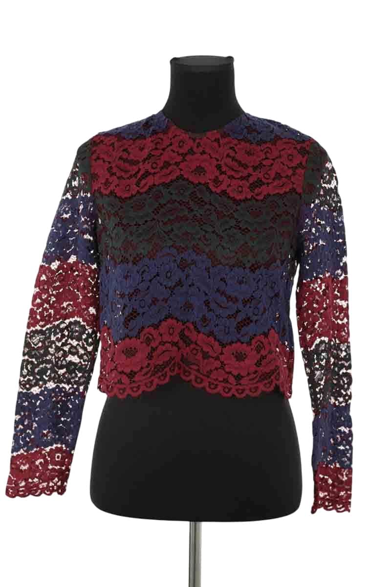 Blouse Sandro En Dentelle Noire - Taille 38, Occasion Très Bon état, Style Féminin élégant