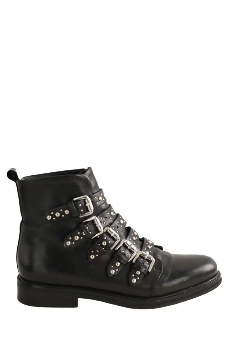 Boots à boucles The Kooples Noir en Cuir, taille 37 - Seconde Main