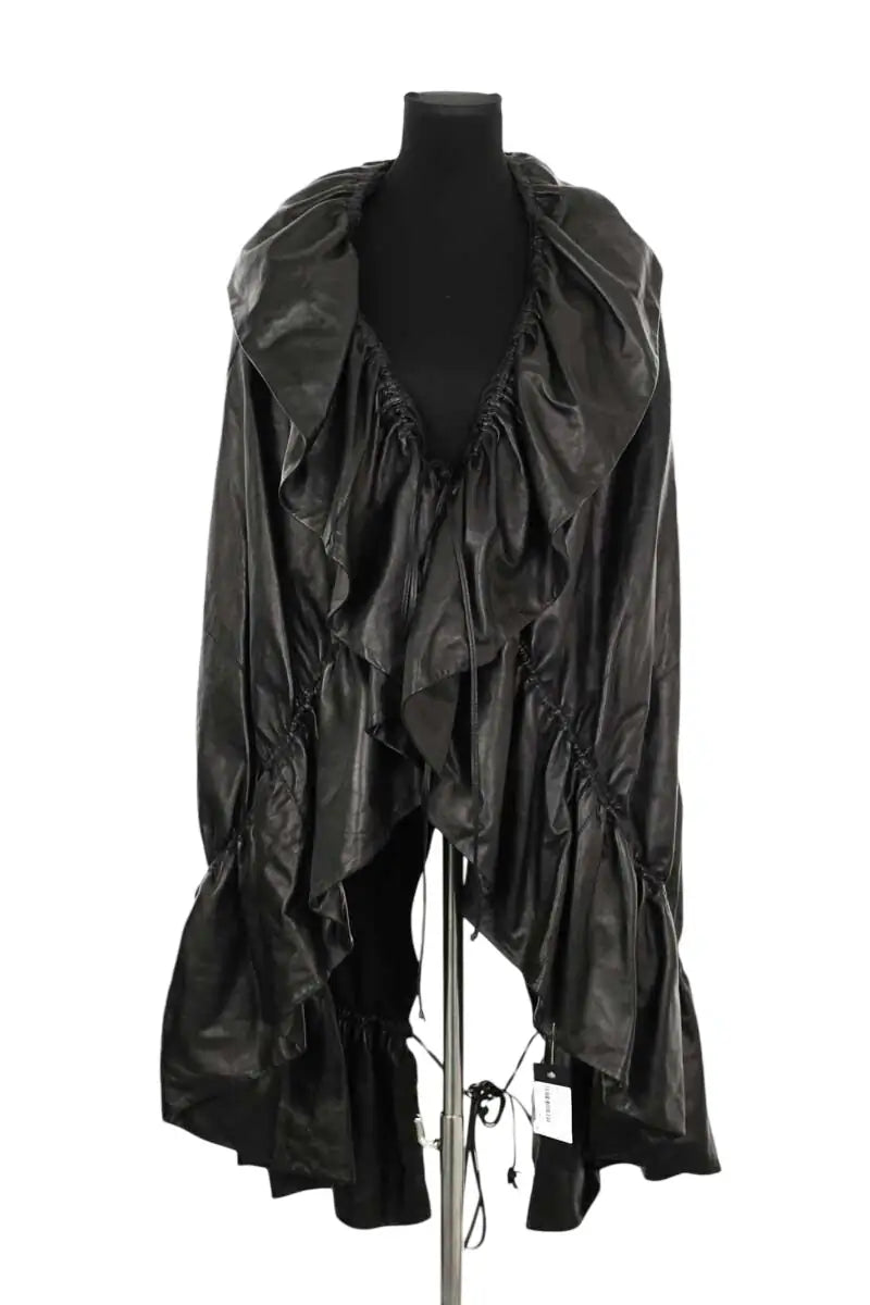 Cape Saint Laurent Noir en Cuir, taille TU - Seconde Main