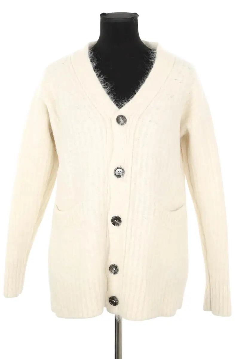 Cardigan Ami Blanc en Laine, taille S - Seconde Main