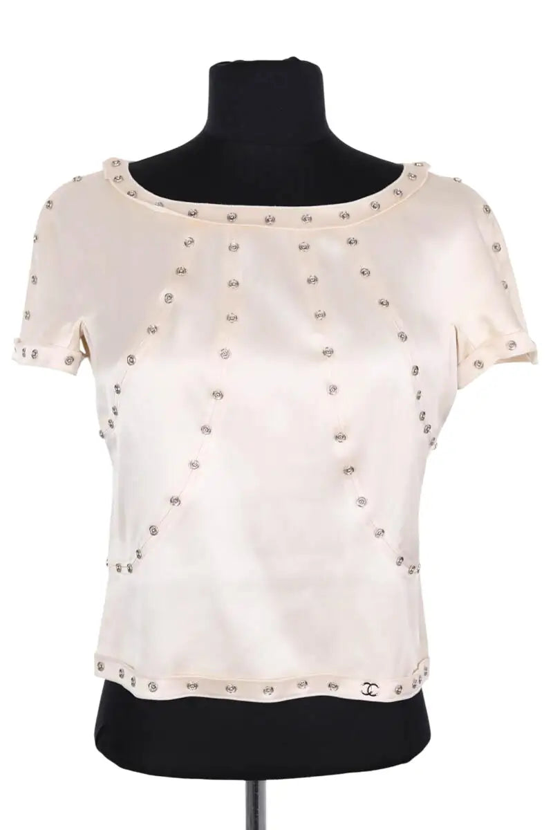 Cardigan Chanel Beige en Soie, taille S - Seconde Main