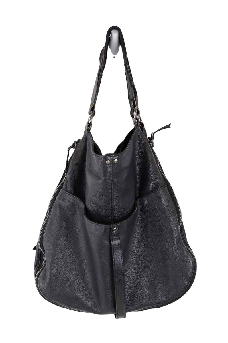 Sac à Main Jérôme Dreyfuss Oscar - Cuir Bleu Marine, Taille Large, Occasion