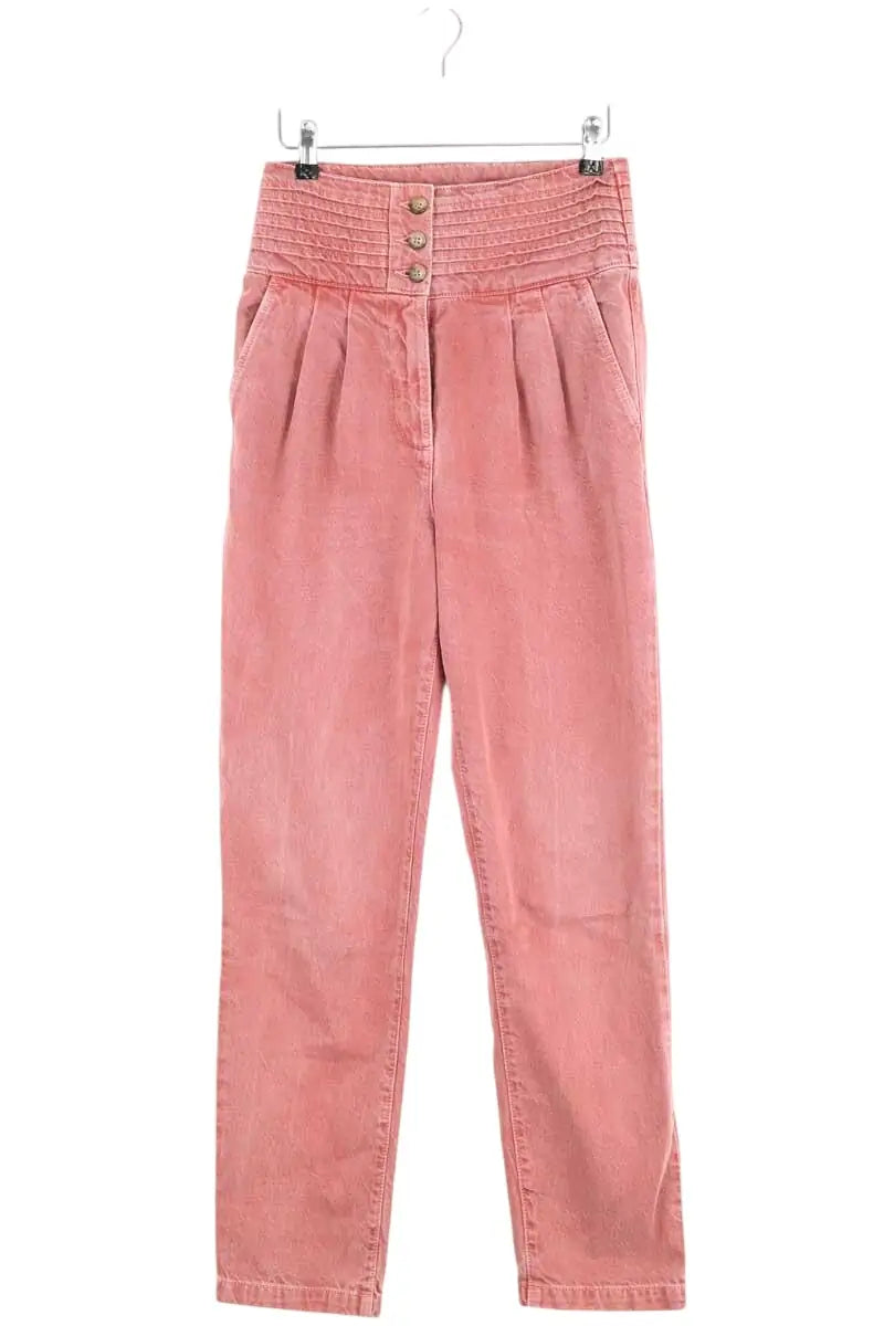 Jean droit Sézane Rose en Coton, taille S - Seconde Main