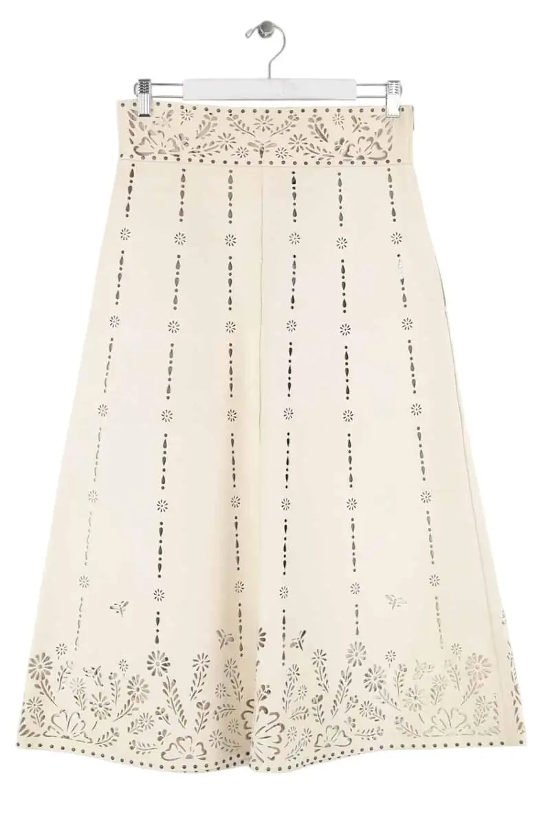 Jupe Valentino Ecru en Cuir, taille M - Seconde Main