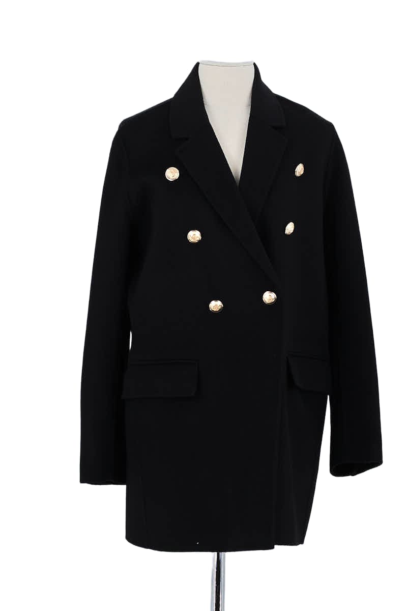 Manteau Maje Noir en Laine, taille S - Seconde Main