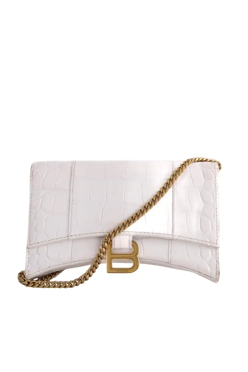 Mini sac Balenciaga Hourglass Blanc en Cuir - Seconde Main