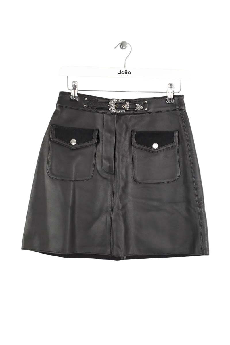 Jupe En Cuir Souple Maje Taille 38 - Style Droite, Longueur Midi - Occasion En Très Bon état