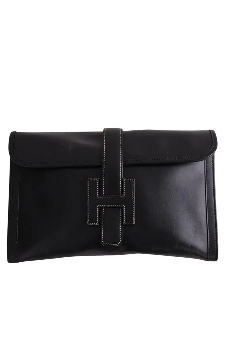 Pochette Hermès Jige Noir en Cuir - Seconde Main