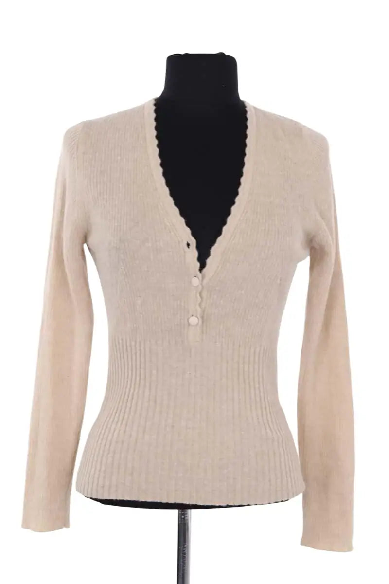 Pull Rouje Beige en Synthétique, taille L - Seconde Main