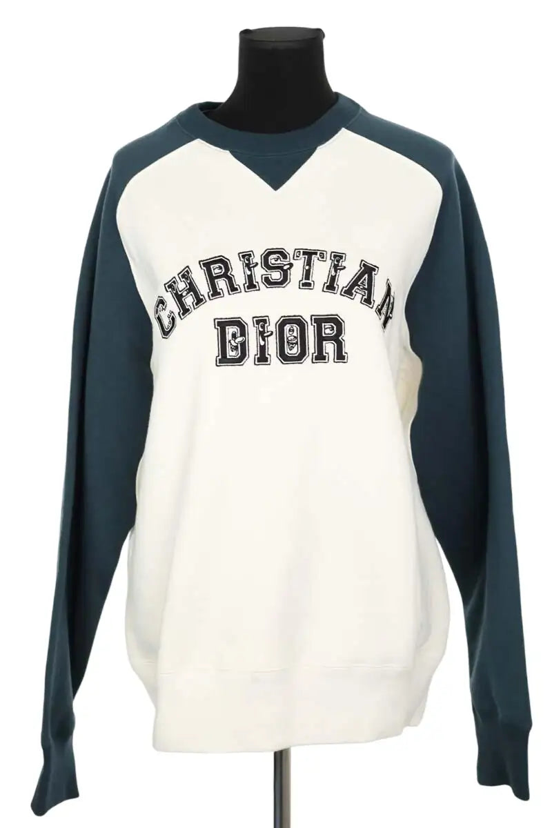 Sweatshirt Dior Kenny Scharf Varsity Blanc en Coton, taille S - Seconde Main