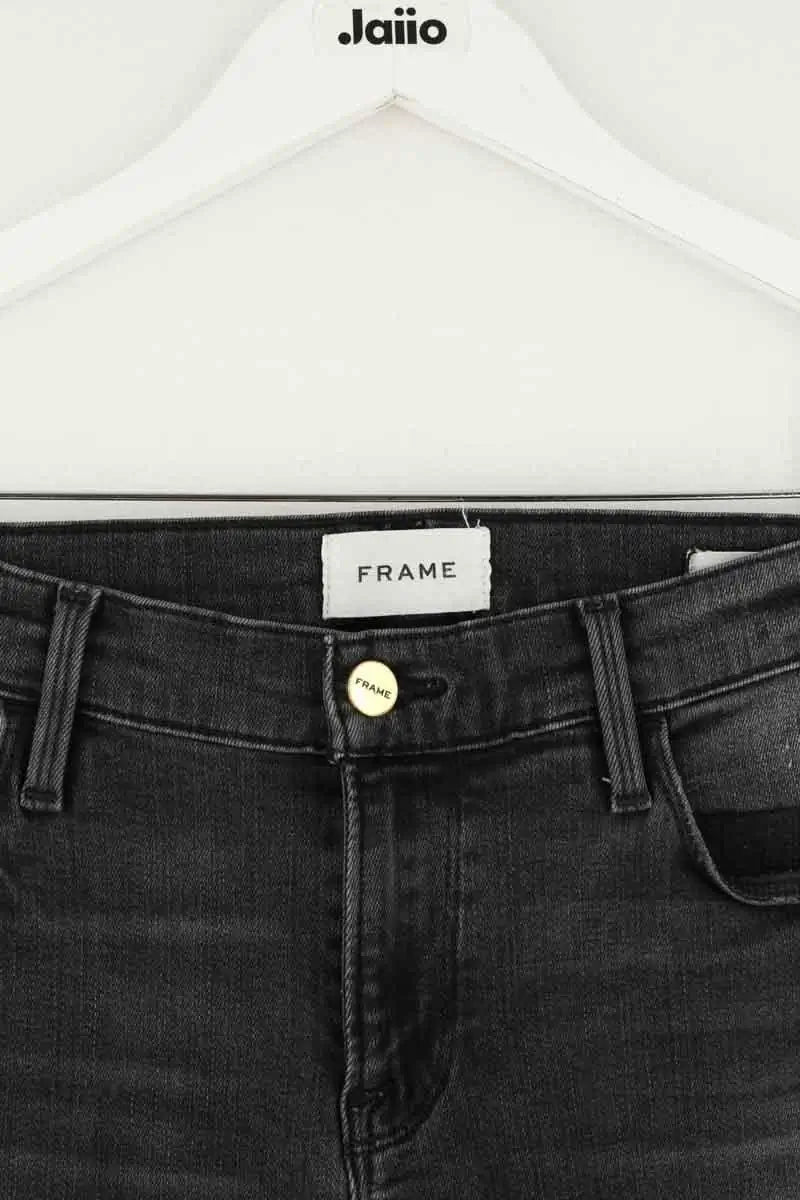 Jean slim Frame Le Garçcon Crop Noir en Coton