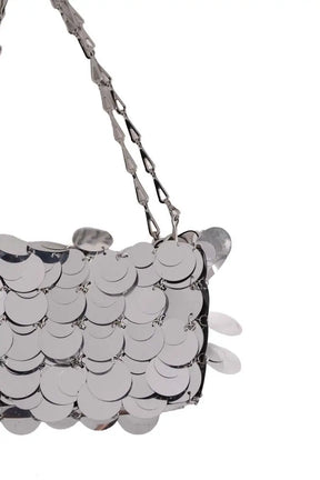 Sac porté épaule Paco Rabanne Sparkle nano Argent en Cuir