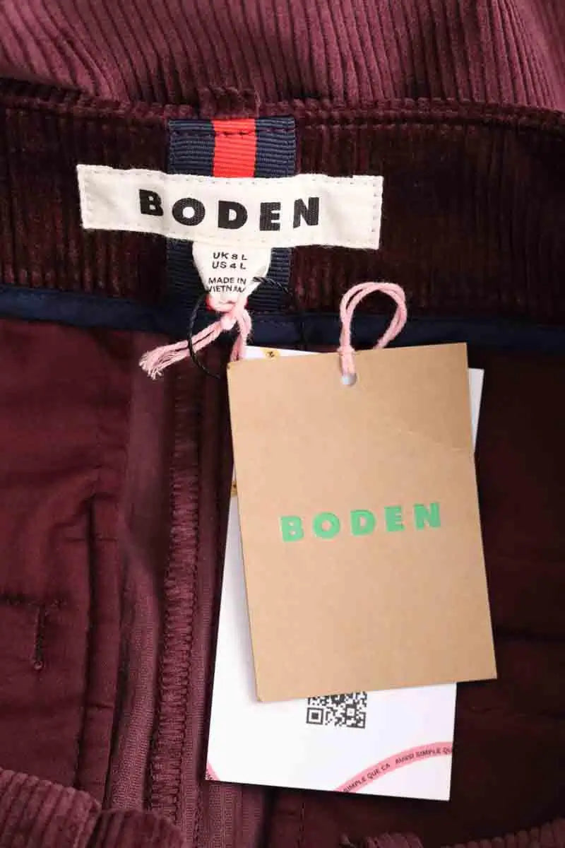 Pantalon large Boden Cord trousers Bordeaux en Coton