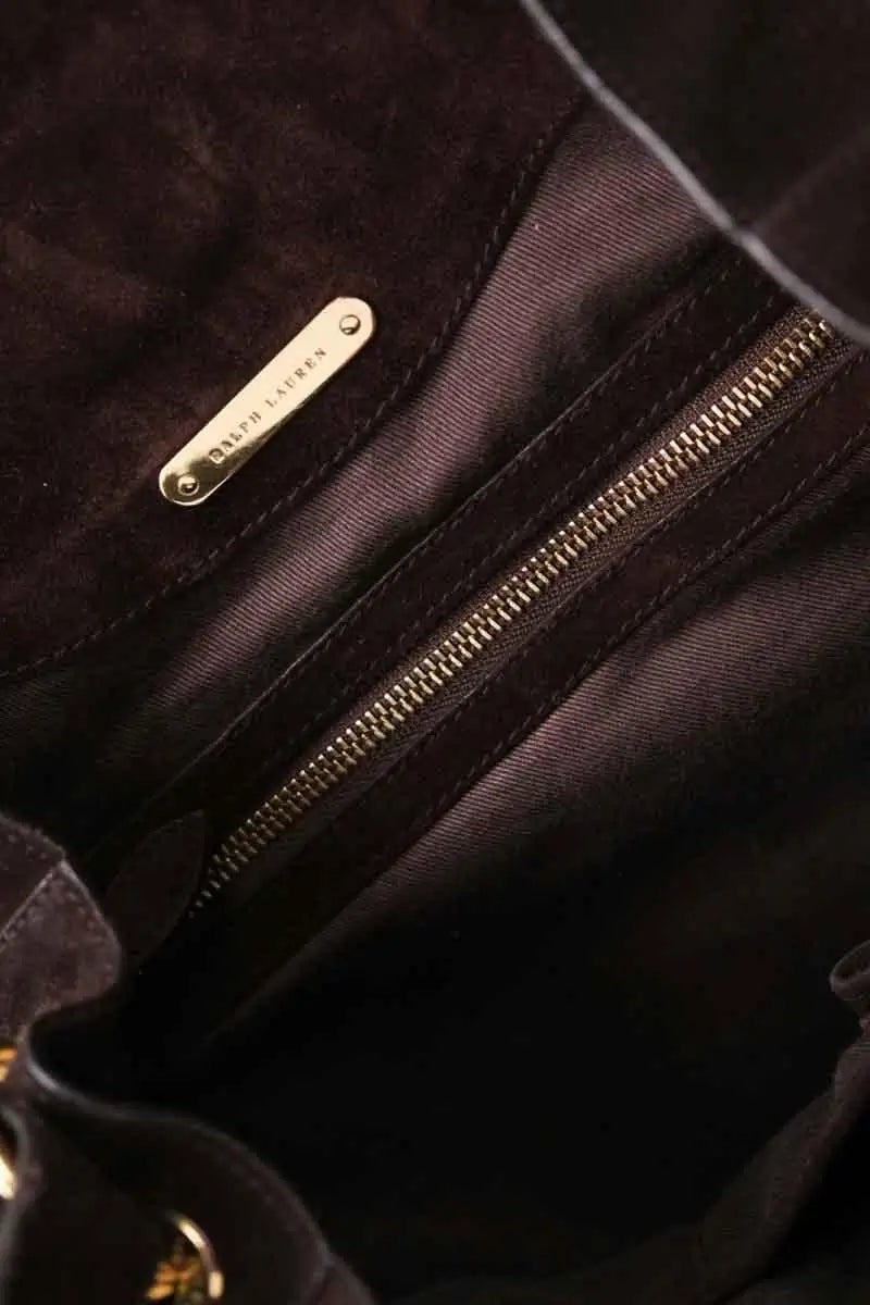 Sac porté épaule Ralph Lauren Marron en Daim