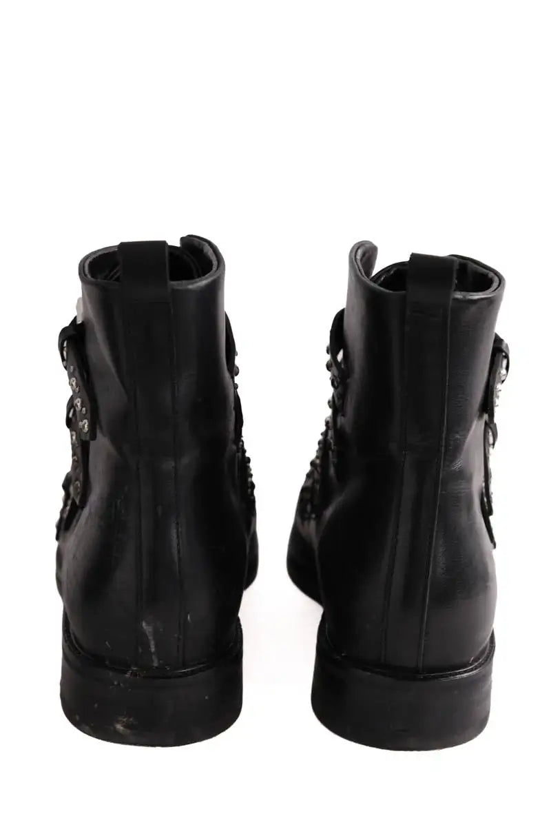 Boots à boucles Maje Noir en Cuir