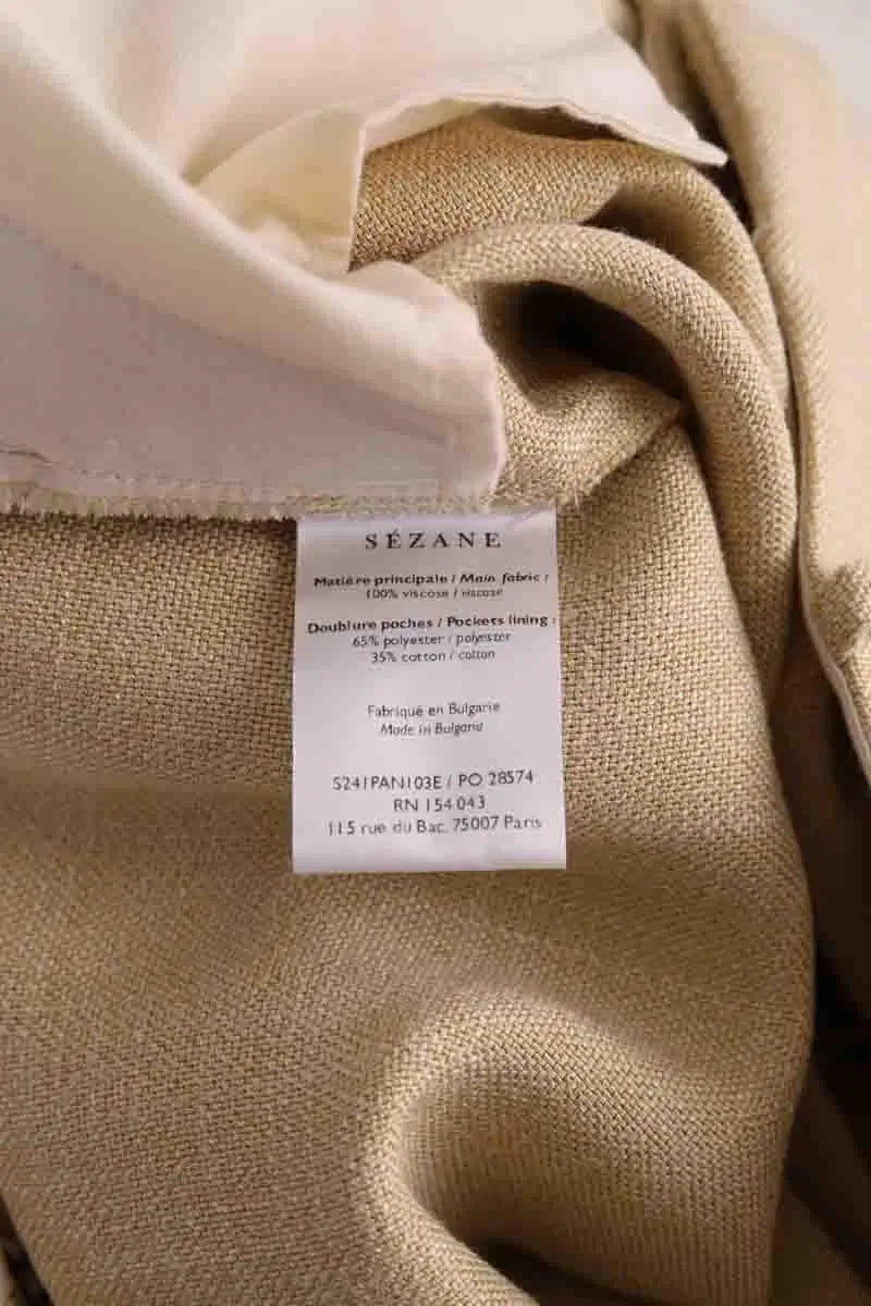 Pantalon large Sézane Beige en Viscose