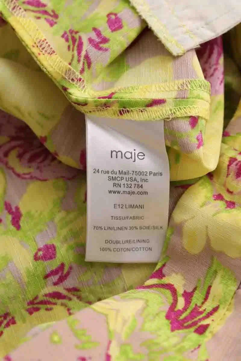 Pantalon droit Maje Jaune en Coton