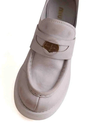 Mocassins Miu Miu Blanc sale Blanc en Cuir