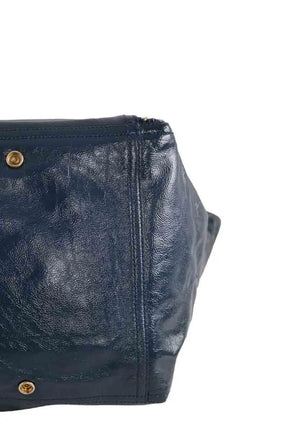 Cabas Yves Saint Laurent Bleu en Cuir verni