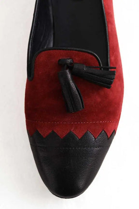 Ballerines Longchamp Bordeaux en Daim