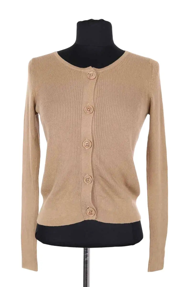 Cardigan Kujten Camel en Soie, taille S - Seconde Main