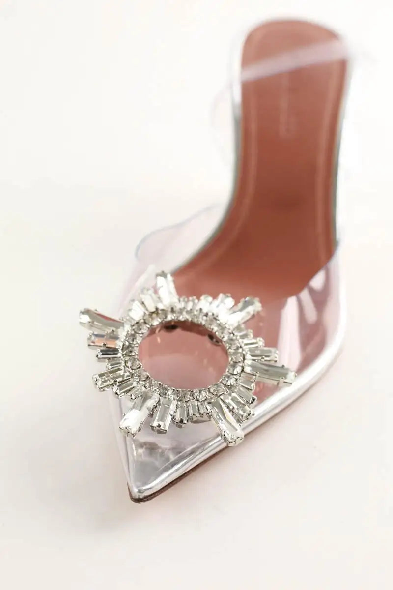 Talons Amina Muaddi Begum Gris