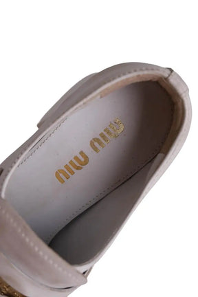 Mocassins Miu Miu Blanc sale Blanc en Cuir