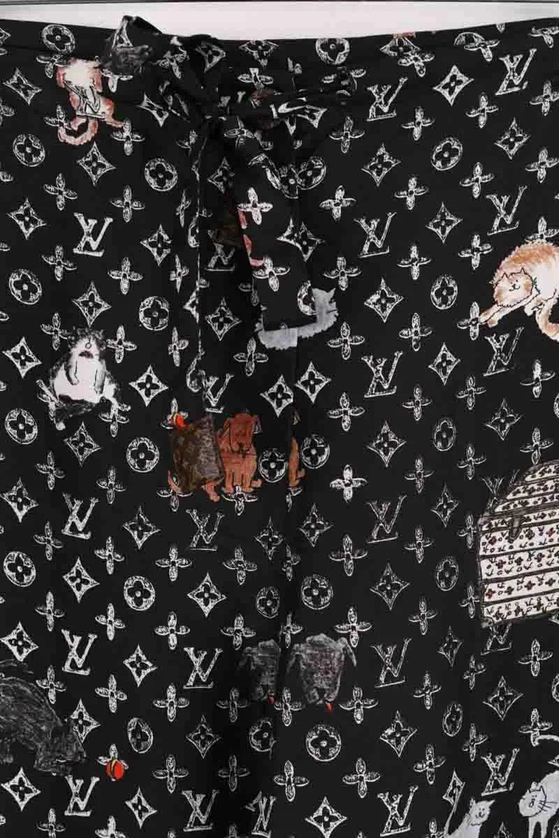 Pantalon droit Louis Vuitton Noir en Soie