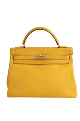 Sac à main Hermès Kelly 32 Jaune en Cuir - Seconde Main
