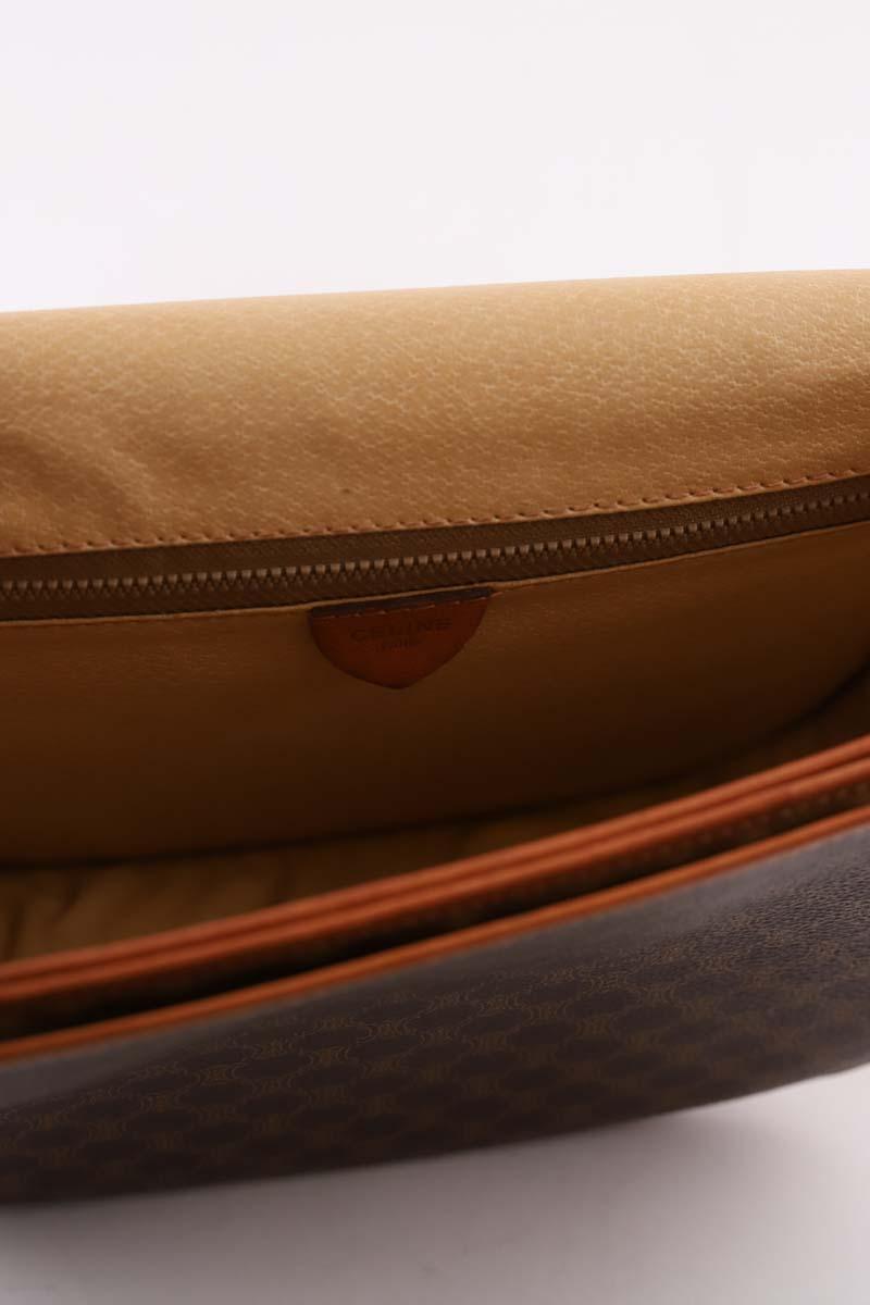 Sac à Main Vintage Céline En Cuir Marron - Format Carré, Bandoulière - Bon état Général