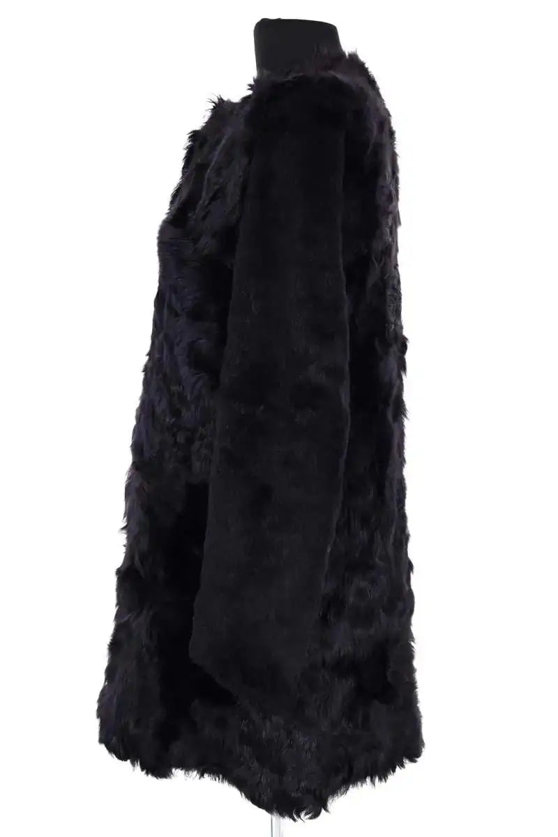 Manteau Maje Noir en Fourrure