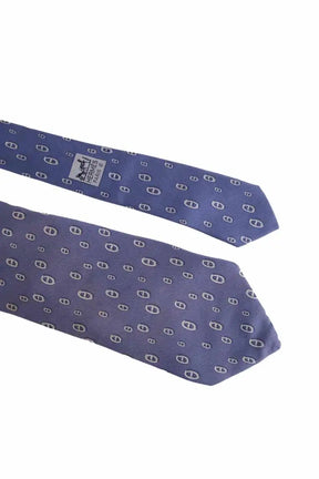 Cravate Hermès Bleu en Soie