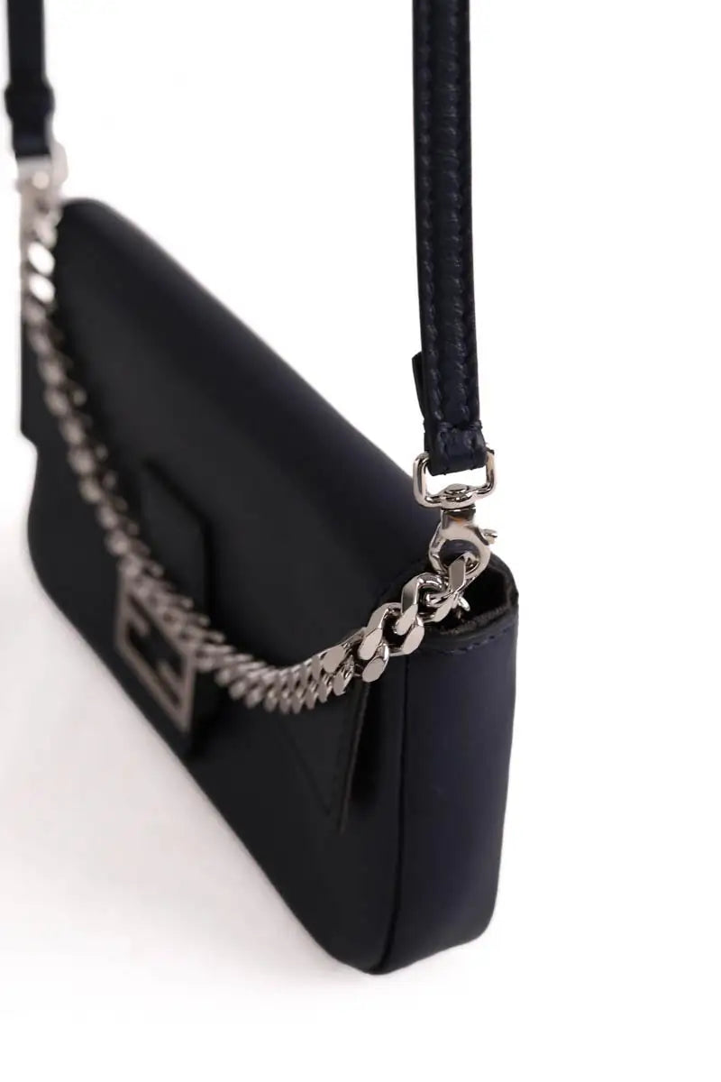 Mini sac Fendi Micro Baguette Bleu en Cuir