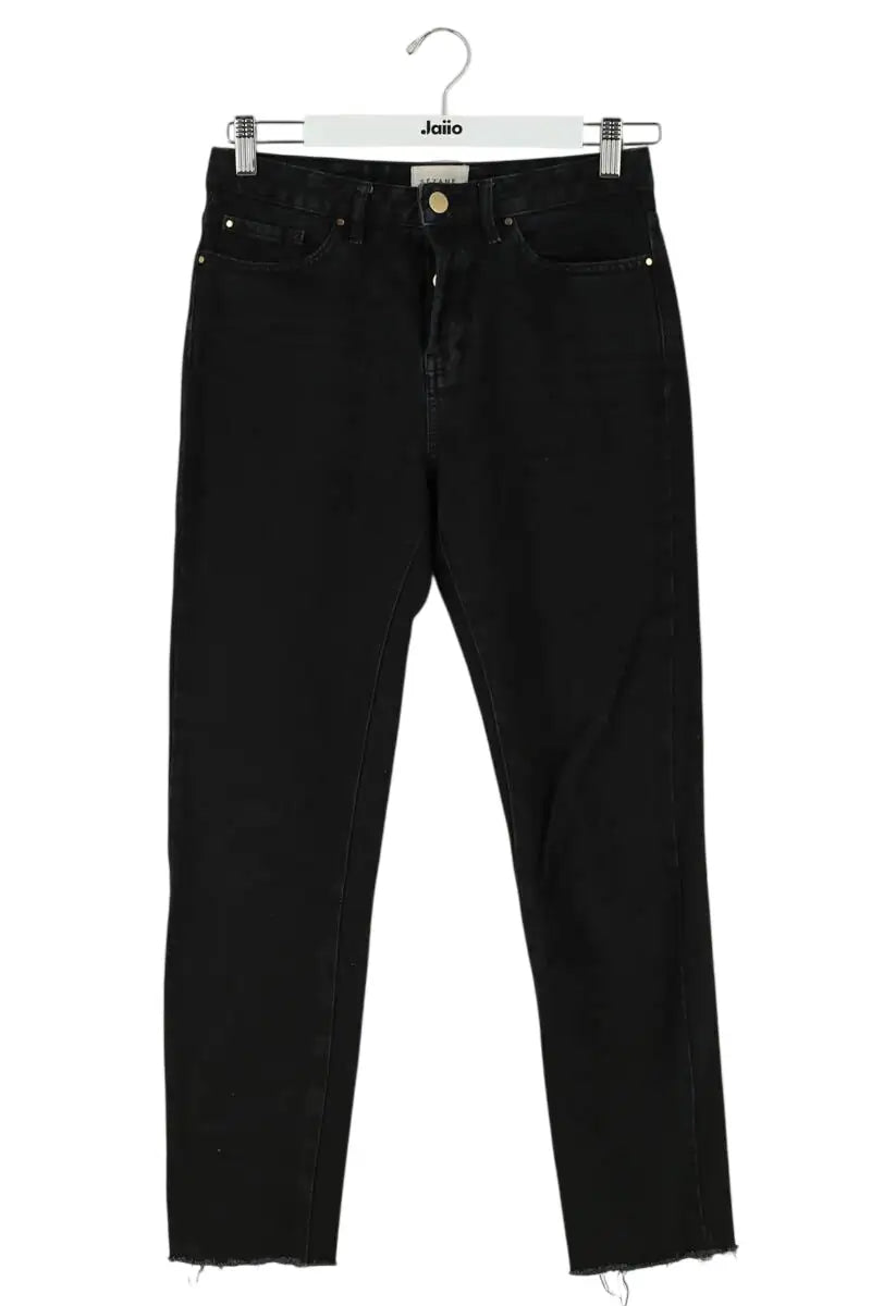 Jean droit Sézane Noir en Coton, taille S - Seconde Main