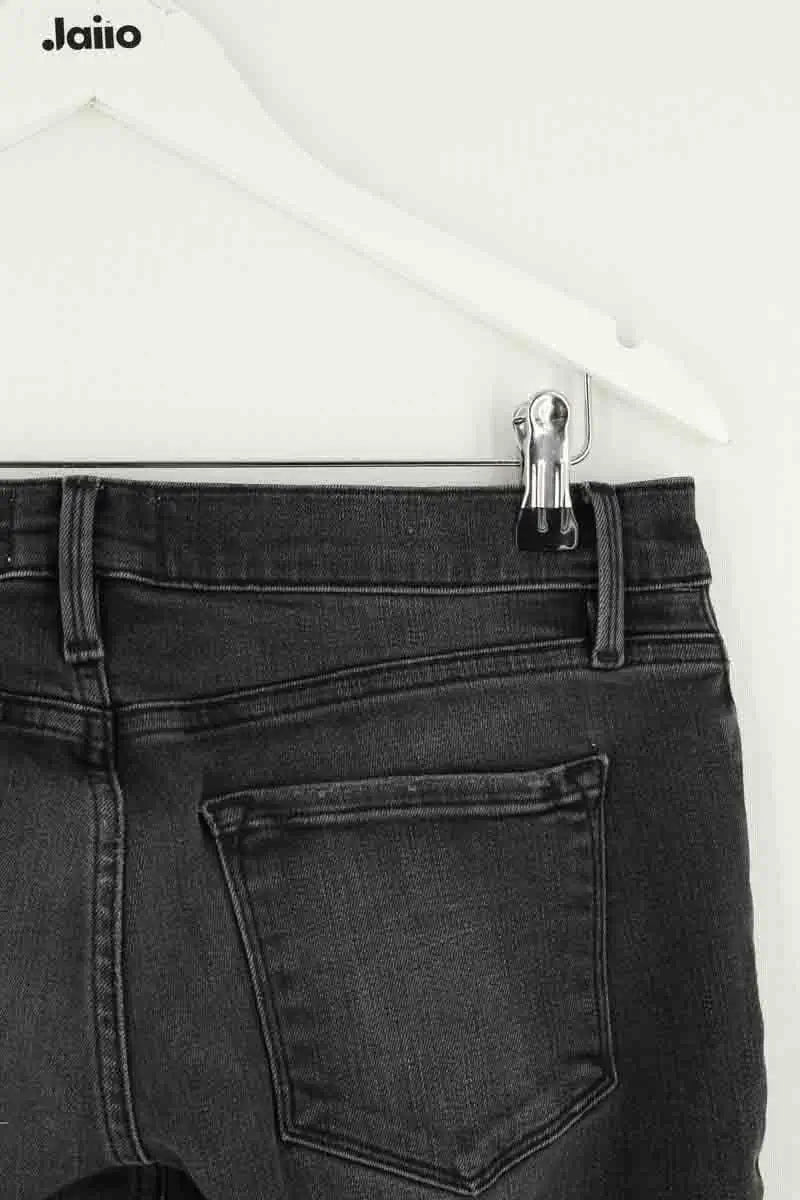 Jean slim Frame Le Garçcon Crop Noir en Coton