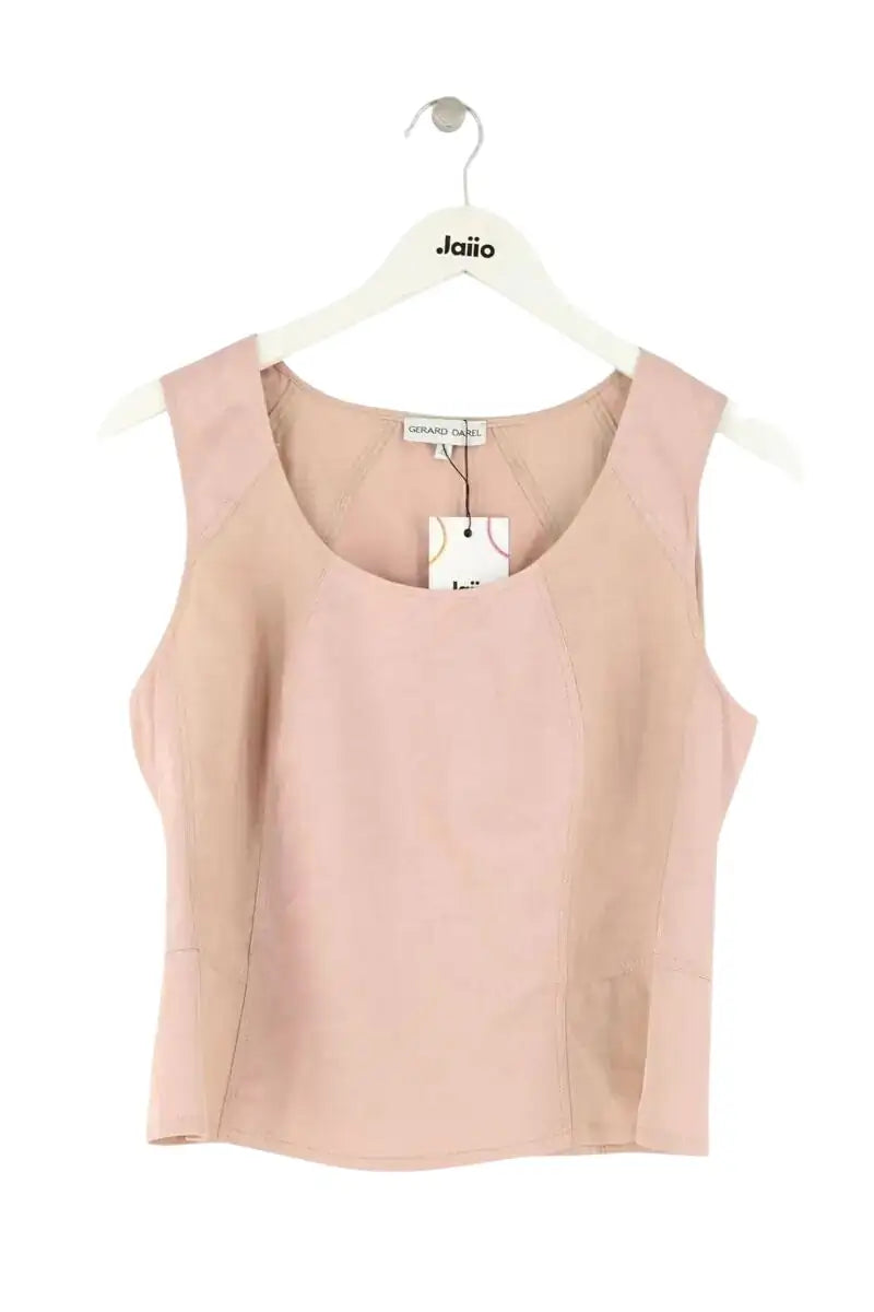 Top sans manche Gerard Darel Rose en Lin, taille XL - Seconde Main