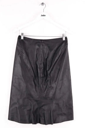 Jupe Yves Salomon Noir en Cuir