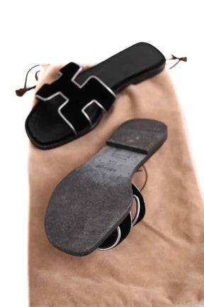 Sandales Oran Hermès ORAN Noir en Cuir