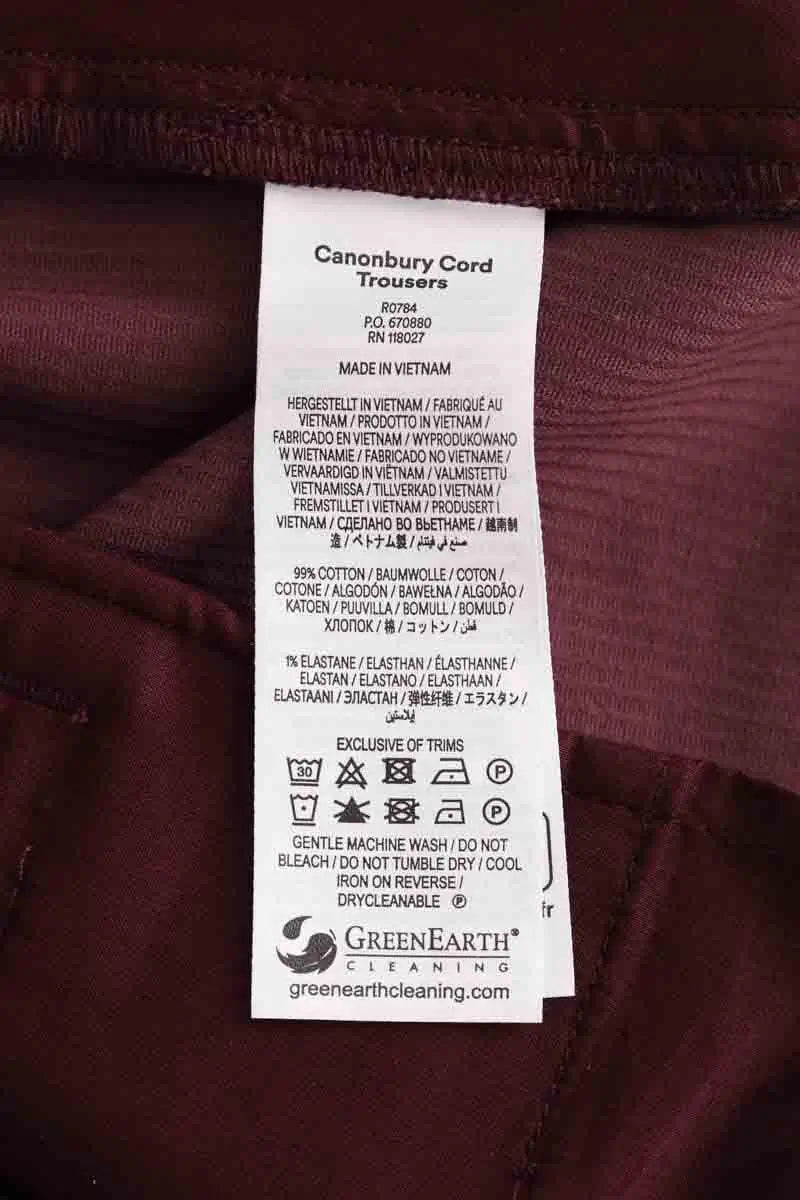 Pantalon large Boden Cord trousers Bordeaux en Coton