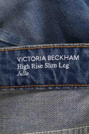 Jean slim Victoria Beckham High Rise Julia Bleu en Coton