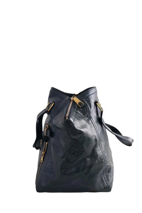 Cabas Yves Saint Laurent Bleu en Cuir verni