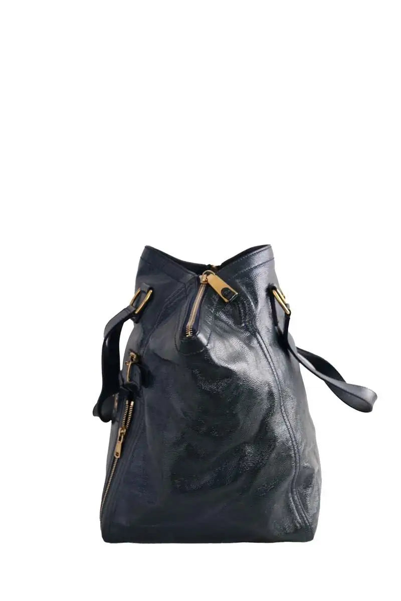 Cabas Yves Saint Laurent Bleu en Cuir verni
